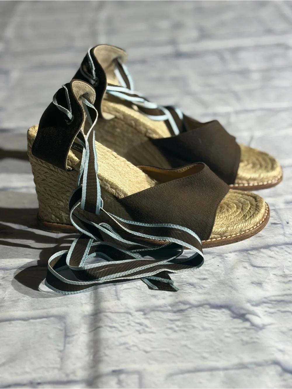 Kate Spade New York Brown Espadrille Wedge Lace-Up Sandals | Size 36 / Size 6